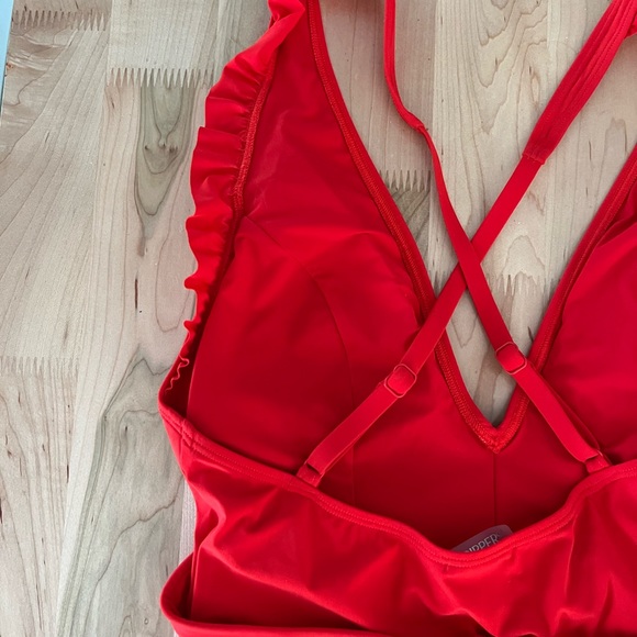 Skinny Dippers Jelly Beans Cinched Waist One-Piece Swimsuit. Red, size medium - Picture 12 of 14